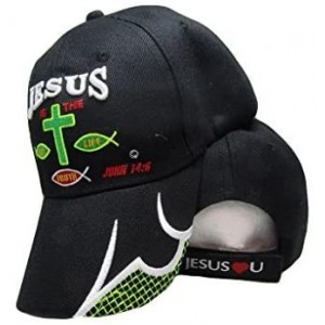 Baseball Caps Jesus Is The Way Life Truth Christ Christian Black Embroidered Cap Hat - CF187EKLQUK $8.07