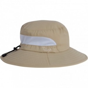 Bucket Hats Adult Unisex Playa Wide Brim Bucket Sun Hats - UPF 50+ Sun Protection - Tan - CS11ZUGPCYZ $22.23