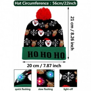 Skullies & Beanies 2 Pieces Christmas LED Light up Hat Xmas Beanie Hat LED Pom Pom Hat for Christmas Party (Santa Claus and E...