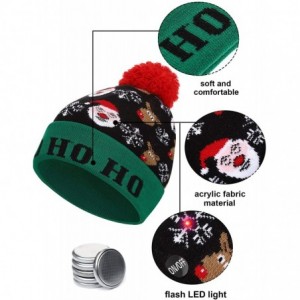 Skullies & Beanies 2 Pieces Christmas LED Light up Hat Xmas Beanie Hat LED Pom Pom Hat for Christmas Party (Santa Claus and E...