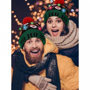 Skullies & Beanies 2 Pieces Christmas LED Light up Hat Xmas Beanie Hat LED Pom Pom Hat for Christmas Party (Santa Claus and E...