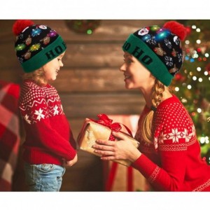 Skullies & Beanies 2 Pieces Christmas LED Light up Hat Xmas Beanie Hat LED Pom Pom Hat for Christmas Party (Santa Claus and E...