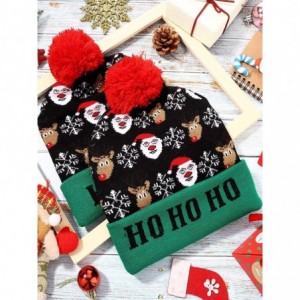 Skullies & Beanies 2 Pieces Christmas LED Light up Hat Xmas Beanie Hat LED Pom Pom Hat for Christmas Party (Santa Claus and E...