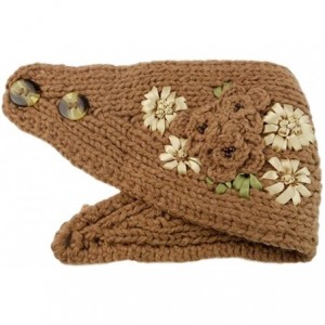 Headbands Women's Crochet Knitted Winter Headband with 3D Faux Pearl Flowers 2 - Tan - CJ1870GDIO7 $19.46