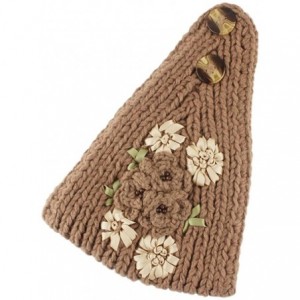Headbands Women's Crochet Knitted Winter Headband with 3D Faux Pearl Flowers 2 - Tan - CJ1870GDIO7 $19.46