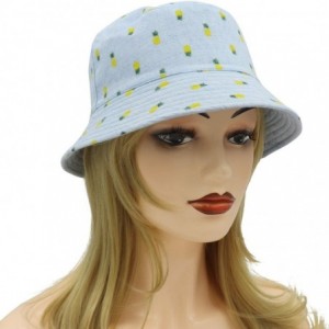 Bucket Hats Unisex Reversible Packable Bucket Hat Sun hat for Men Women - Pineapple Blue - CW18Q93TOC8 $10.69