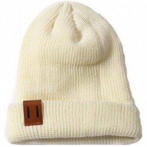 Skullies & Beanies Unisex Knitted Winter Warm Cap Fashion Casual Solid Beanie Hat Hats & Caps - White - C118AMU3DWI $17.60