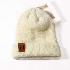 Skullies & Beanies Unisex Knitted Winter Warm Cap Fashion Casual Solid Beanie Hat Hats & Caps - White - C118AMU3DWI $17.60
