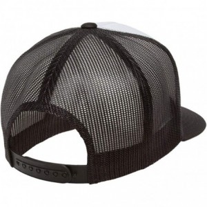 Baseball Caps Yupoong 6006 Flatbill Trucker Mesh Snapback Hat with NoSweat Hat Liner - White Front/Black - CI18O80GDQW $12.95