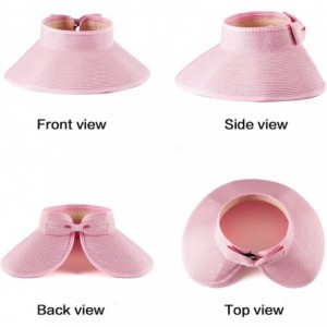 Visors Foldable Sun Visors for Women - Beach Hat Wide Brim Sun Hat Roll-Up Straw Hat - CJ18T4QTOQC $12.21