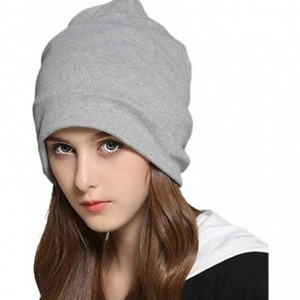 Skullies & Beanies Winter Warm Beanie Soft Baggy Knit Skull Ponytail Hats Sleep Chemo Caps and Neck Dual - Light Grey - CB18H...