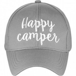 Baseball Caps Women's Embroidered Quote Adjustable Cotton Baseball Cap- Happy Camper- Gray - CV180OOWSUR $15.54