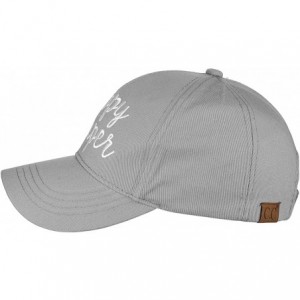 Baseball Caps Women's Embroidered Quote Adjustable Cotton Baseball Cap- Happy Camper- Gray - CV180OOWSUR $28.60