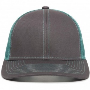 Baseball Caps Structured mesh Back Trucker Cap - Charcoal/Aqua - CM11CFUGA2B $14.45