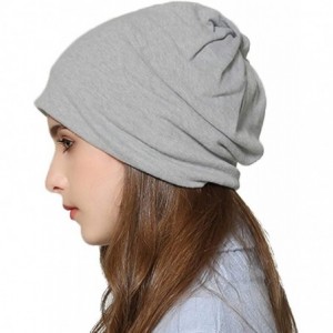 Skullies & Beanies Winter Warm Beanie Soft Baggy Knit Skull Ponytail Hats Sleep Chemo Caps and Neck Dual - Light Grey - CB18H...