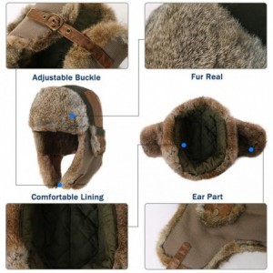 Bomber Hats Unisex Large Head Winter Bomber Trapper Earflaps Ushanka Russian Hat 57-62cm - 67191-black(rabbit Fur) - CK18ZCWQ...