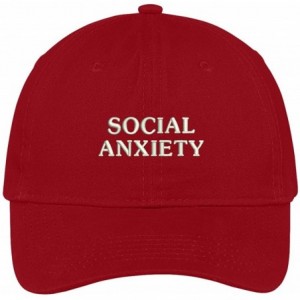 Baseball Caps Social Anxiety Embroidered Cap Premium Cotton Dad Hat - Red - C51822DYZ36 $17.66