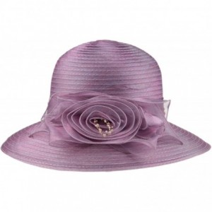 Sun Hats 1920s Womens Summer Organza Kentucky Derby Dress Bowler Sun Hat Derby Tea Party - Purple - C8188N56TXZ $11.61