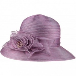 Sun Hats 1920s Womens Summer Organza Kentucky Derby Dress Bowler Sun Hat Derby Tea Party - Purple - C8188N56TXZ $11.61