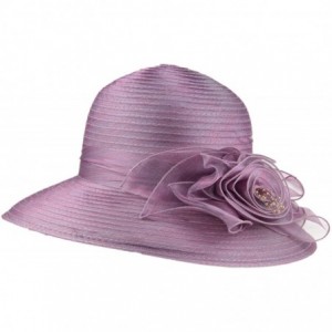 Sun Hats 1920s Womens Summer Organza Kentucky Derby Dress Bowler Sun Hat Derby Tea Party - Purple - C8188N56TXZ $11.61