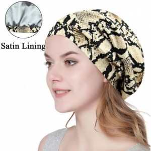 Skullies & Beanies Satin Lined Sleep Cap Slouchy Slap Hat — Soft Elastic Band- Stay All Night - Yellow Black - CB18L7A53ER $1...