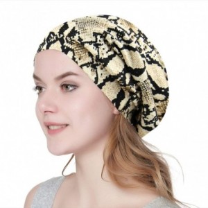 Skullies & Beanies Satin Lined Sleep Cap Slouchy Slap Hat — Soft Elastic Band- Stay All Night - Yellow Black - CB18L7A53ER $1...