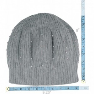 Skullies & Beanies Women's Angora Blend Beanie Hat - Dual Layer Pearl Accent Edge - Slouch Beanie - Gray - CZ11GK9IBLR $16.58