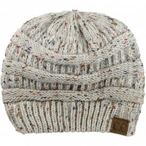 Skullies & Beanies Unisex Colorful Confetti Soft Stretch Cable Knit Beanie Skull Cap - Oatmeal - CQ12709GKR7 $13.20