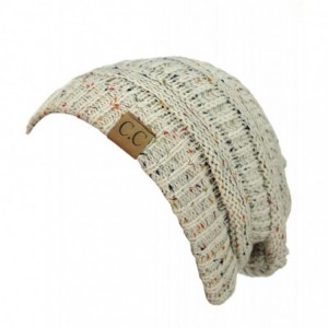 Skullies & Beanies Unisex Colorful Confetti Soft Stretch Cable Knit Beanie Skull Cap - Oatmeal - CQ12709GKR7 $13.20