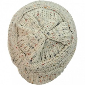 Skullies & Beanies Unisex Colorful Confetti Soft Stretch Cable Knit Beanie Skull Cap - Oatmeal - CQ12709GKR7 $13.20