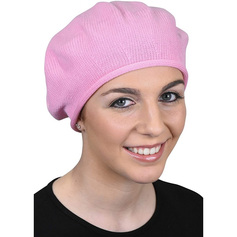 Berets Beret for Women 100% Cotton Solid - Pink - CN18QSE6YOZ $17.65