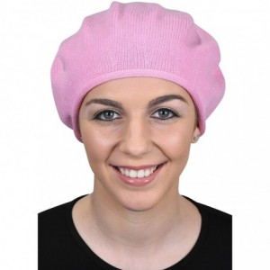 Berets Beret for Women 100% Cotton Solid - Pink - CN18QSE6YOZ $17.65