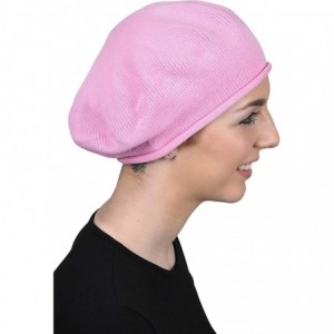 Berets Beret for Women 100% Cotton Solid - Pink - CN18QSE6YOZ $17.65