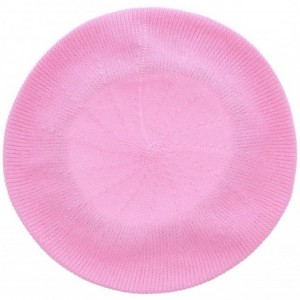 Berets Beret for Women 100% Cotton Solid - Pink - CN18QSE6YOZ $44.12