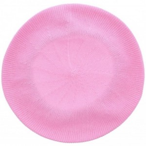 Berets Beret for Women 100% Cotton Solid - Pink - CN18QSE6YOZ $17.65