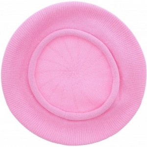 Berets Beret for Women 100% Cotton Solid - Pink - CN18QSE6YOZ $17.65