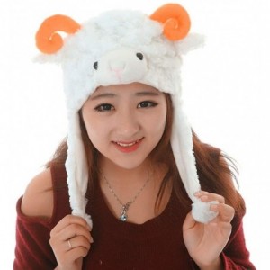 Skullies & Beanies Ladies Animal Hat- Soft Fleece Lined Hat - Sheep Antelope Beauty Hat - White Sheep - CX11PVN2DU3 $7.77