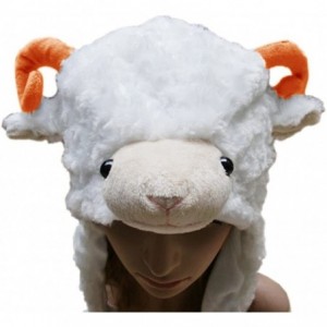 Skullies & Beanies Ladies Animal Hat- Soft Fleece Lined Hat - Sheep Antelope Beauty Hat - White Sheep - CX11PVN2DU3 $7.77