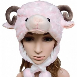 Skullies & Beanies Ladies Animal Hat- Soft Fleece Lined Hat - Sheep Antelope Beauty Hat - White Sheep - CX11PVN2DU3 $7.77