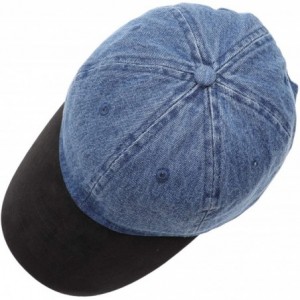 Baseball Caps Casual 100% Cotton Denim Baseball Cap Hat with Adjustable Strap. - Black Suede Brim-dark Blue - C5196WEZSGD $12.18