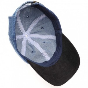 Baseball Caps Casual 100% Cotton Denim Baseball Cap Hat with Adjustable Strap. - Black Suede Brim-dark Blue - C5196WEZSGD $12.18