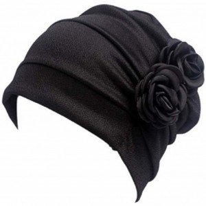 Skullies & Beanies Women Chemo Hat Beanie Flower Headscarf Turban Headwear for Cancer - 6d(2 Packs)45red+15black - C018LI5YYA...