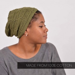 Skullies & Beanies Mens Summer Beanie Cotton - Womens Crochet Slouch Cap Hand Made Chemo Hat - Kahki - CQ114VGHVRV $15.98