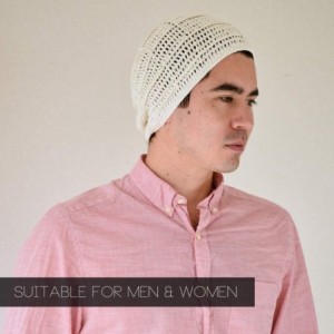 Skullies & Beanies Mens Summer Beanie Cotton - Womens Crochet Slouch Cap Hand Made Chemo Hat - Kahki - CQ114VGHVRV $15.98