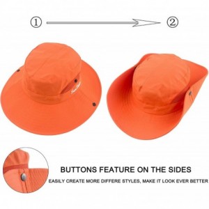 Sun Hats Women's Summer Mesh Wide Brim Sun UV Protection Hat with Ponytail Hole - Pure Orange - CB18TGN700H $20.05
