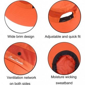 Sun Hats Women's Summer Mesh Wide Brim Sun UV Protection Hat with Ponytail Hole - Pure Orange - CB18TGN700H $20.05