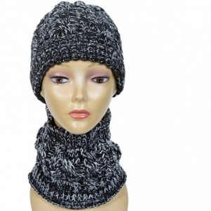 Skullies & Beanies Ponytail Hats Winter Warm Hat Ponytail Beanie Hat Warm Knit Messy Stretch Cable Knit Hat Cap - B Black + W...