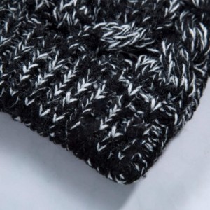 Skullies & Beanies Ponytail Hats Winter Warm Hat Ponytail Beanie Hat Warm Knit Messy Stretch Cable Knit Hat Cap - B Black + W...