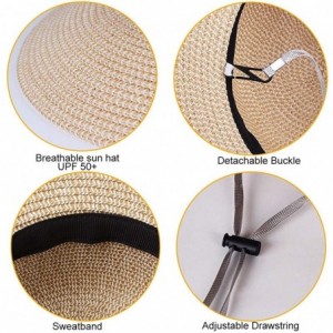 Sun Hats Sun Hats for Women Brim Straw Hat Beach Hat UPF UV Packable Cap for Travel - 03-mixed Beige New - CC193Y52RLA $16.08