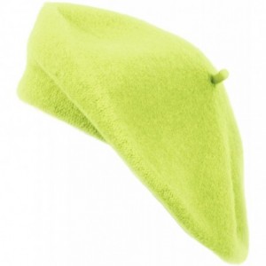 Berets Solid Color French Wool Beret - Lime - CP17XMOXMTI $10.17
